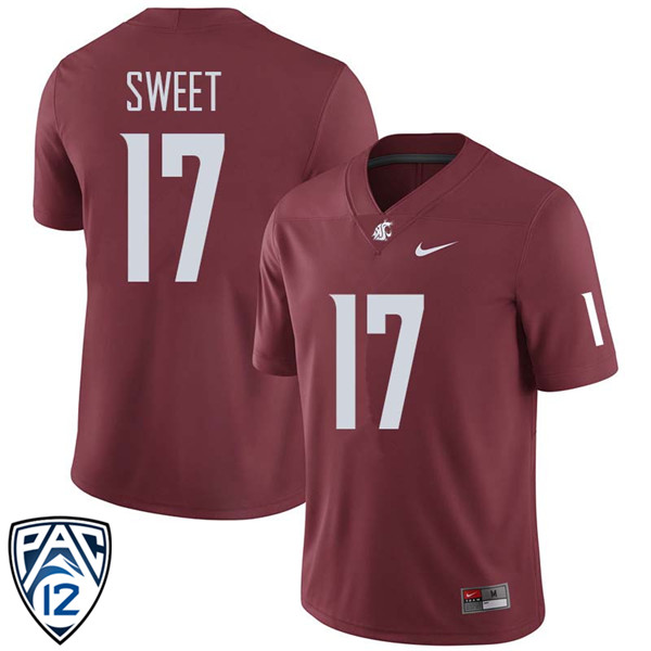 Men #17 Kyle Sweet Washington State Cougars College Football Jerseys Sale-Crimson